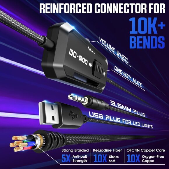 Gaming Headset for PS5, PS4, Xbox Series XIS, Xbox One, PC, Switch, Mac - RGB Ov - Picture 3 of 9